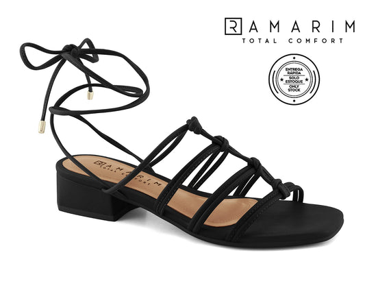 Black Lace-Up Elegance Sandal-MI45