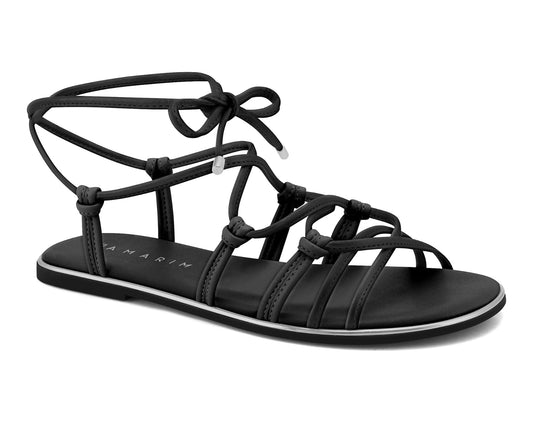 Strappy Black Flat Sandal-MI61