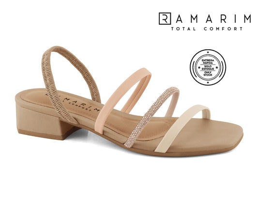 Beige Strass Ramarim Flat Sandal-MI41