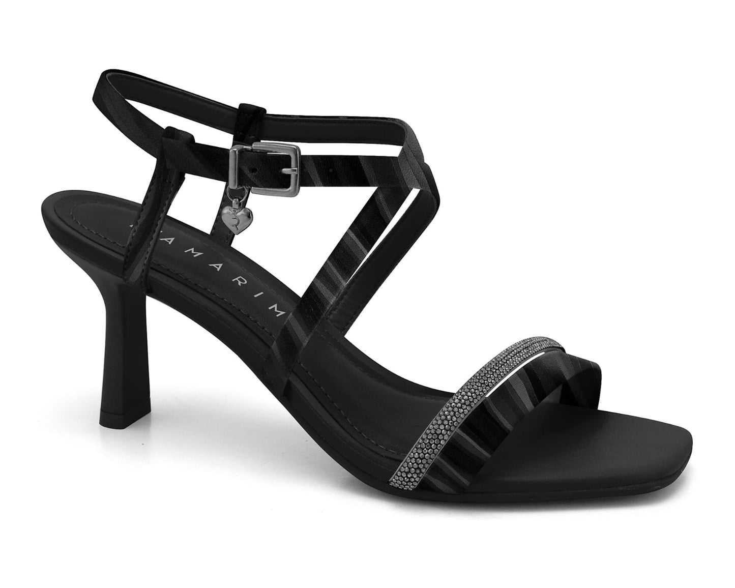 Black Heart Charm Heel Sandal-MI44