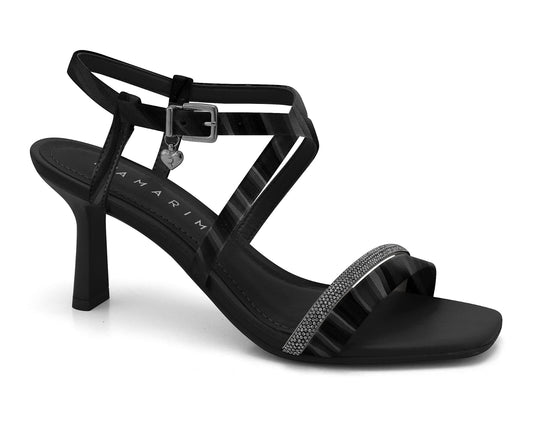 Black Heart Charm Heel Sandal-MI44