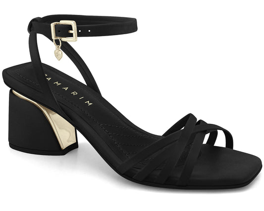 Black Elegance Chunky Heel Sandal-MI43